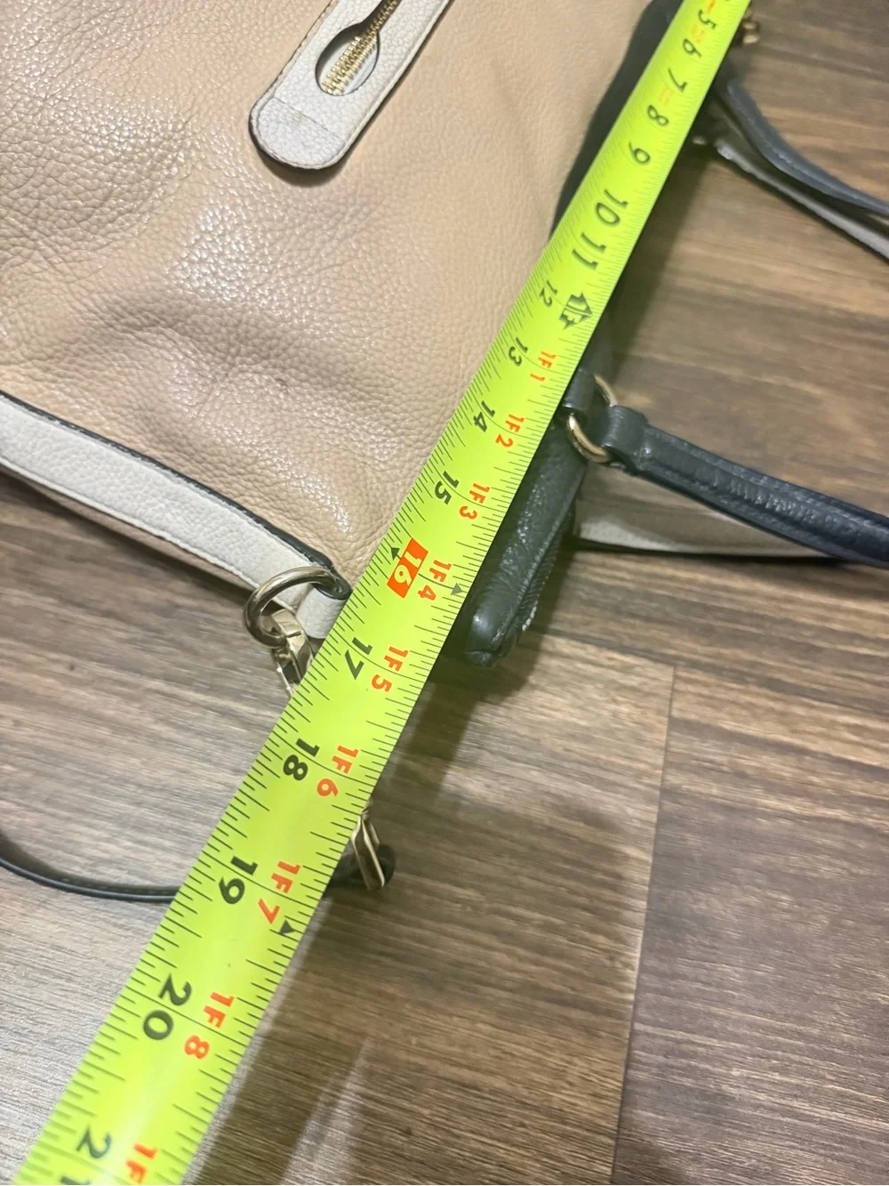 Coach Two-Tone Pebble Leather Shoulder Bag - Beige and Black